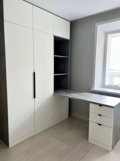 Распашной шкаф с рабочей зоной в современном стиле МАГ МЕБЕЛЬ